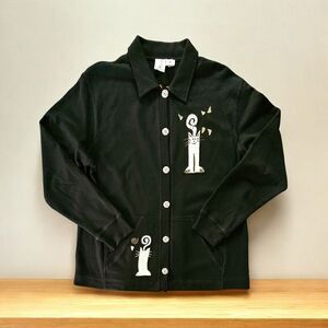 Onque White Kitten Button Up Sweatshirt Cardigan Med Kitch Vtg Novelty Cat Lady